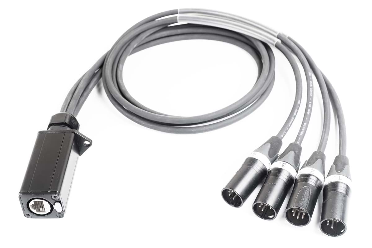 Picture of breakin spin 4x XLR 5p male zwart 1,0m > etherCON female zwart