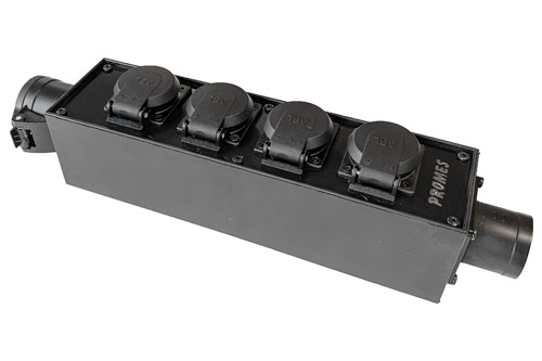 Bild von verdeelblok CEE 16A 3p > 4x Schuko 2p+ra > CEE 16A 3p