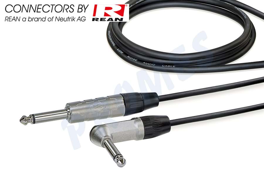 Bild von instrumentkabel zwart Jack>Jack-haaks 6,3mm mono nikkel  6,0m REAN