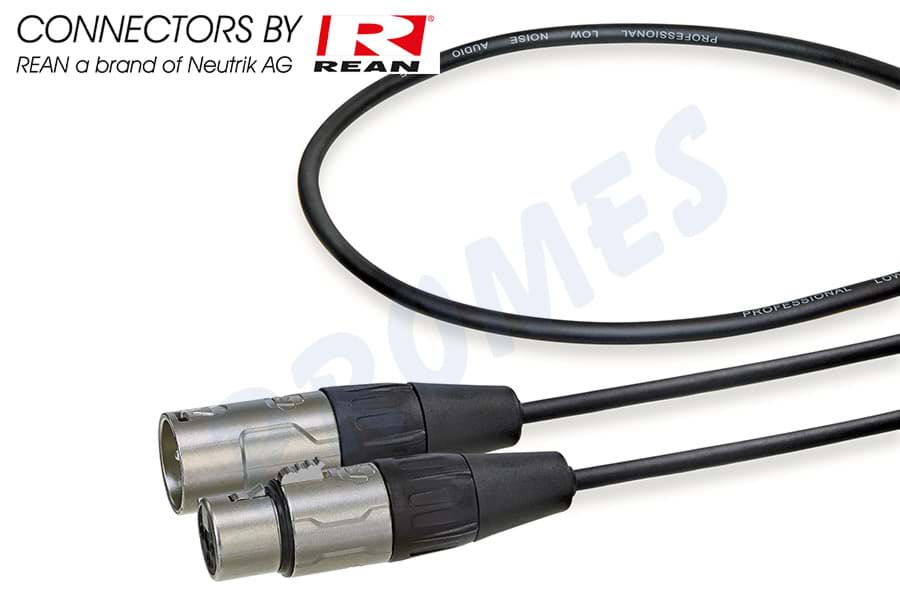 Picture of microfoonkabel zwart XLR 3p F>M nikkel  1,0m REAN