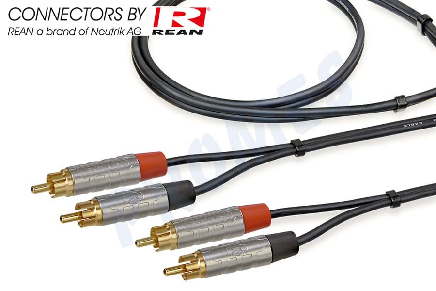 Picture of audiokabel zwart 2x RCA M verguld > 2x RCA M verguld 3,0m REAN
