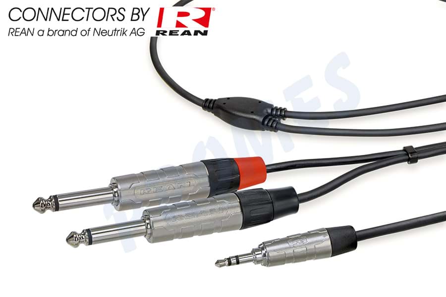 Bild von Y-kabel zwart Jack 3,5mm stereo > 2x Jack 6,3mm mono nikkel 3,0m REAN