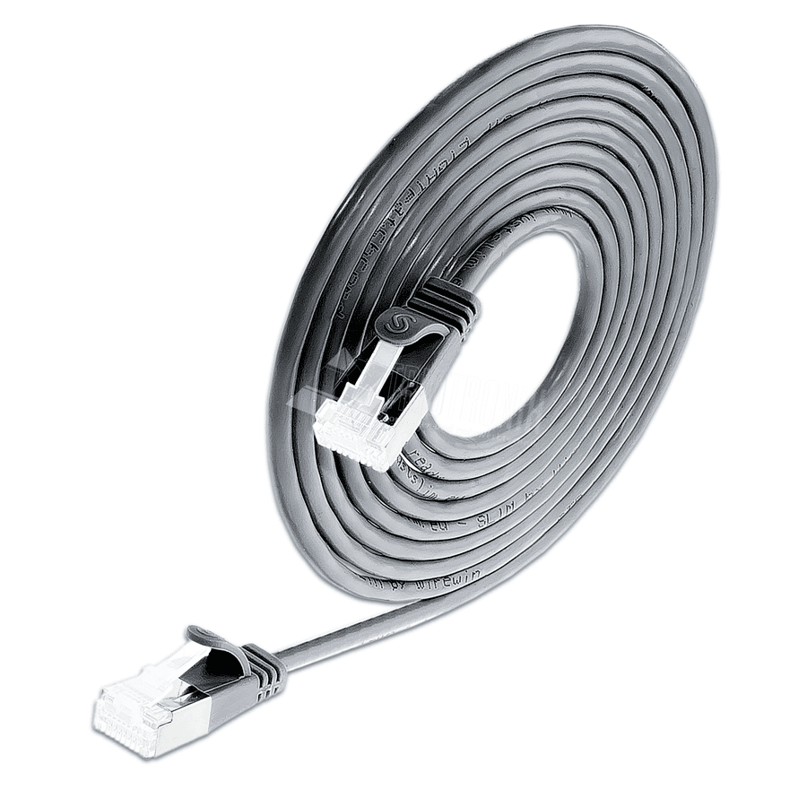 Picture of patchkabel CAT6A U/FTP 4p32 SLIM LSZH zwart RJ45  0,1m 10G 3.8mm