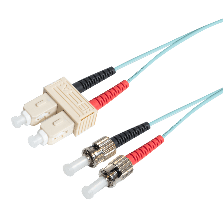 Bild von patchcord MultiMode Duplex SC-ST  0.5m OM3 Aqua d3mm Enhanced