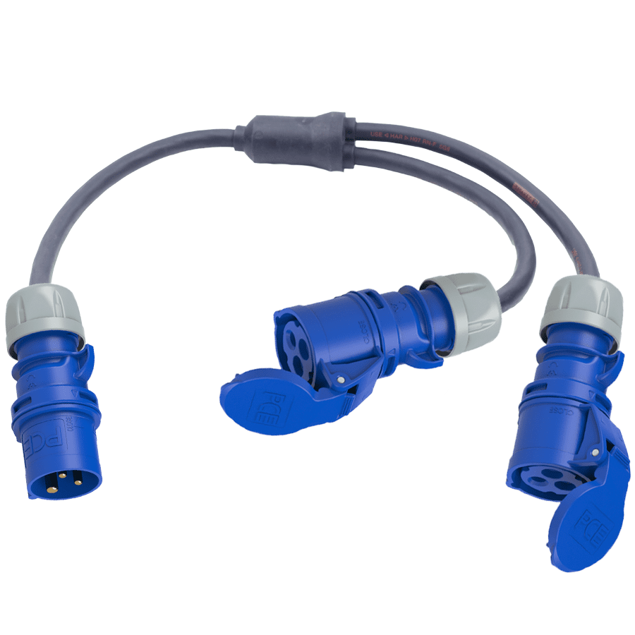 Bild von Y-splitter H07RNF 2,5mm2 CEE 3p 16A blauw M>0,5>>Y>0,5>2F PCE
