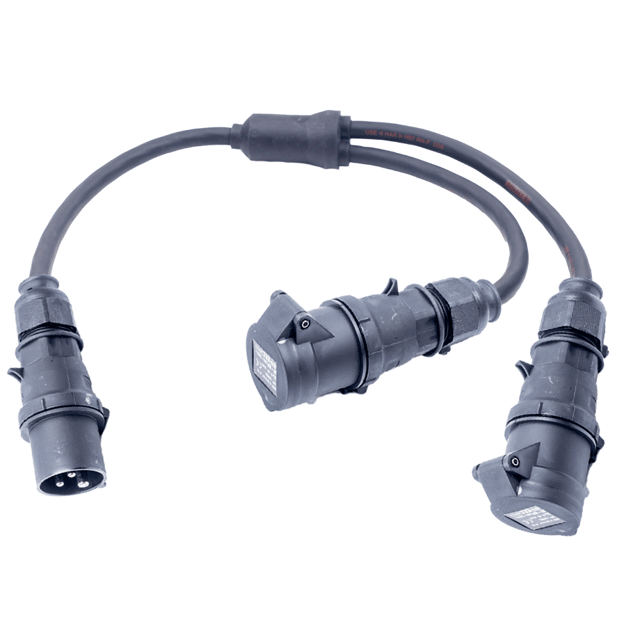 Bild von Y-splitter H07RNF 2,5mm2 CEE 3p 16A zwart M>0,5>>Y>0,5>2F Bals