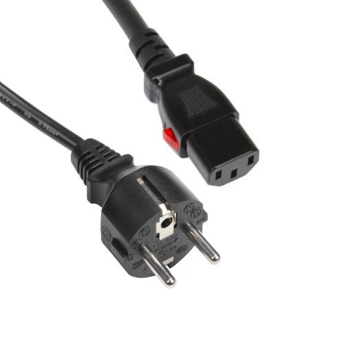 Picture of aansluitkabel PVC 3G1,0mm2 zwart Schuko ra+bus recht>C13+LOCK 2,5m
