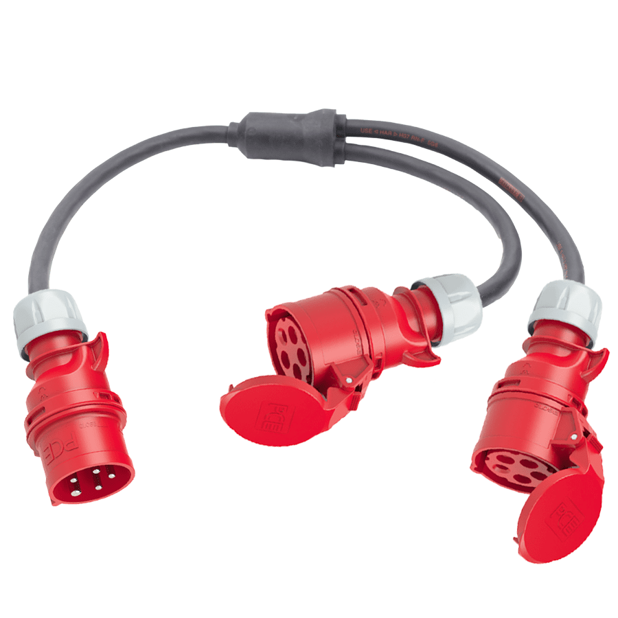 Bild von Y-splitter H07RNF 2,5mm2 CEE 5p 16A 0,5m>2xCEE 5p 16A 0,5m rood PCE