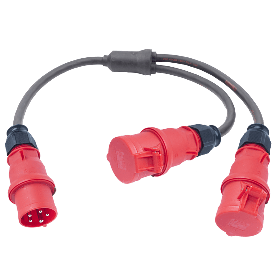 Bild von Y-splitter H07RNF 2,5mm2 CEE 5p 16A 0,5m>2xCEE 5p 16A 0,5m rood Bals