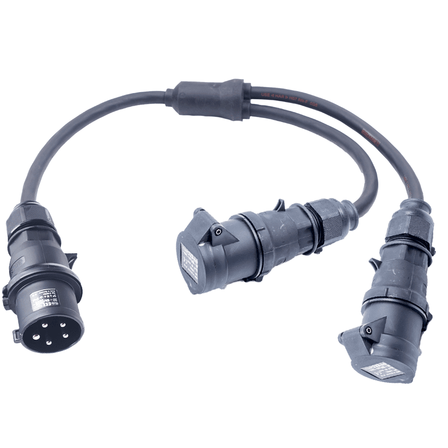 Bild von Y-splitter H07RNF 2,5mm2 CEE 5p 16A 0,5m>2xCEE 5p 16A 0,5m zwart Bals