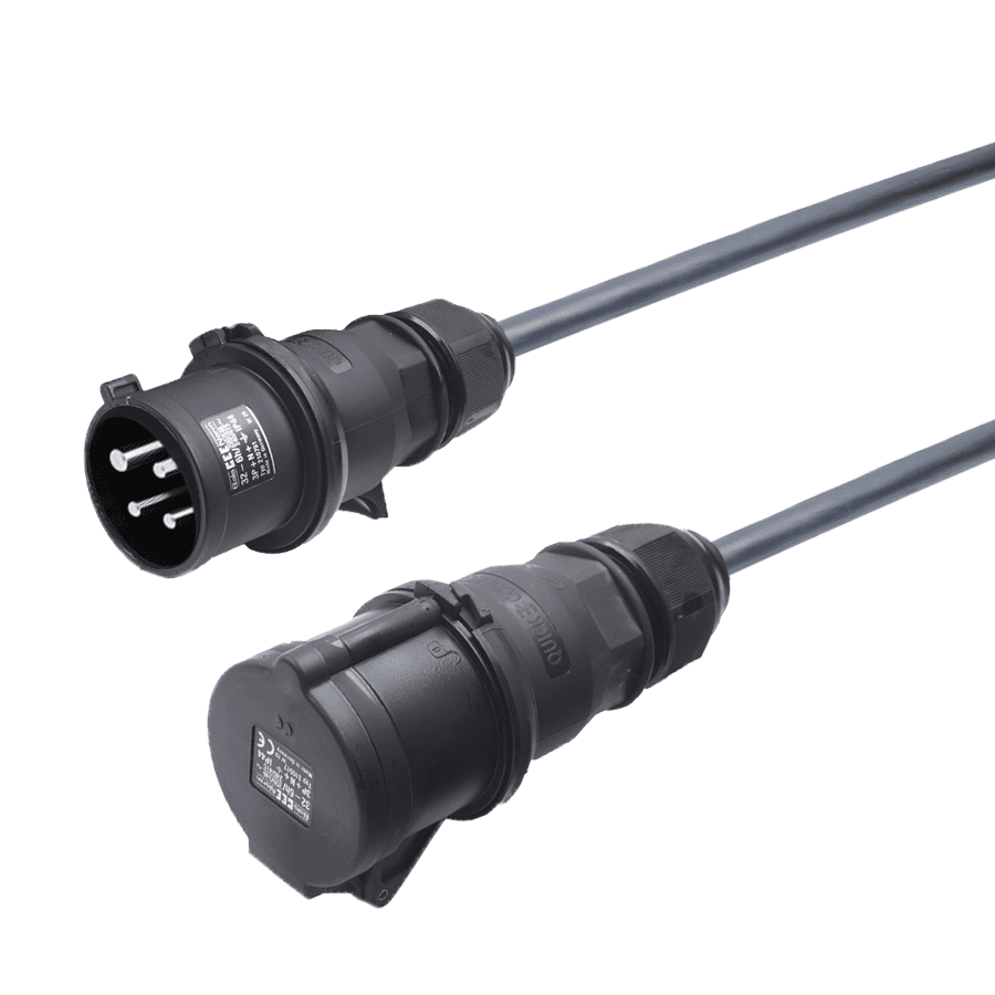 Bild von verlengkabel H07RNF 1,5mm2 CEE 4 pin 16A 400V zwart(rd) Bals  1,5m