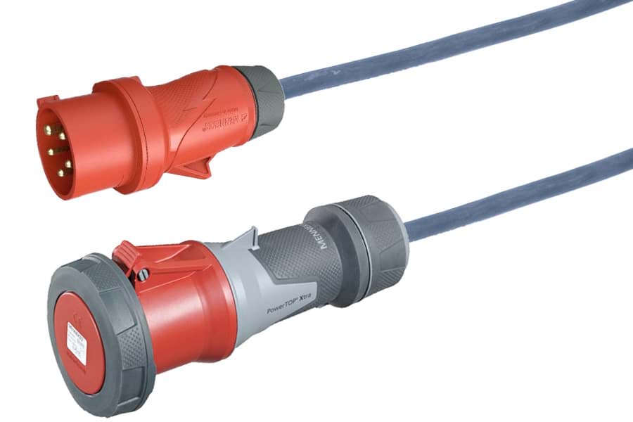 Bild von verloopkabel H07RNF 6mm2 CEE 5 pin 32A > 5 pin 63A rood PowerTop  1,0m