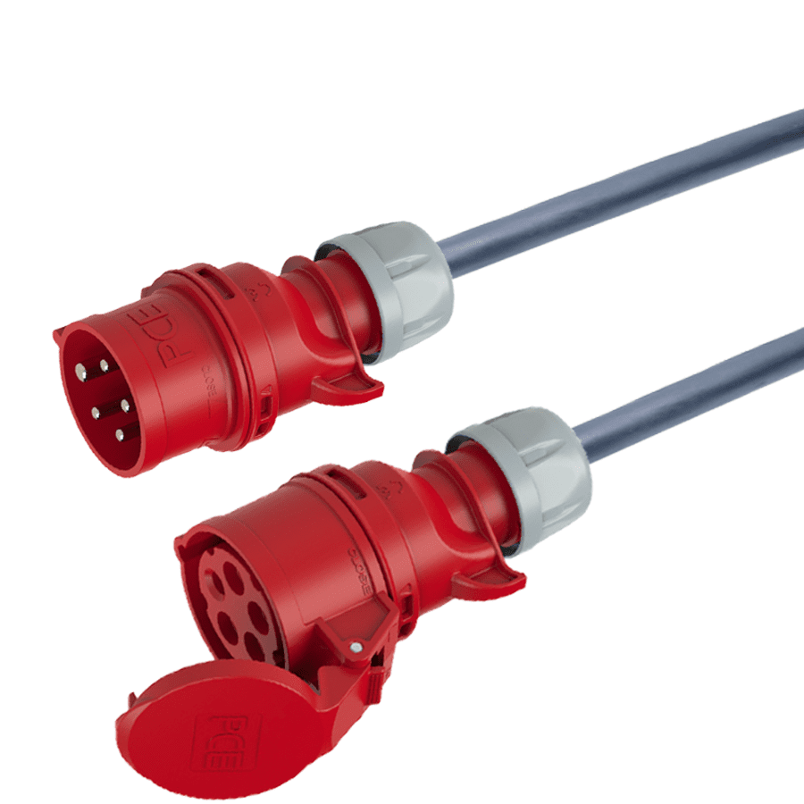 Bild von verlengkabel Alukaflex rubber 6mm2 CEE 5 pin 32A 400V rood PCE 25m