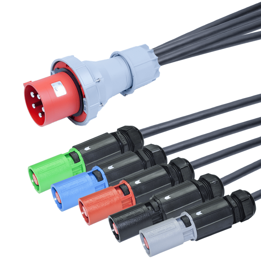 Picture of verloopkabel H07RNF 35mm2 CEE 5 pin 125A 400V PCE > 5xPowerline  3,0m