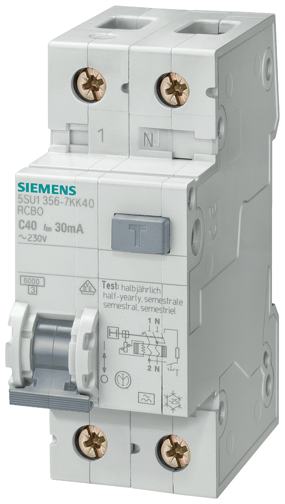 Bild von aardlekautomaat 32A 1-polig+nul 30mA C-kar 2-module 6kA type A