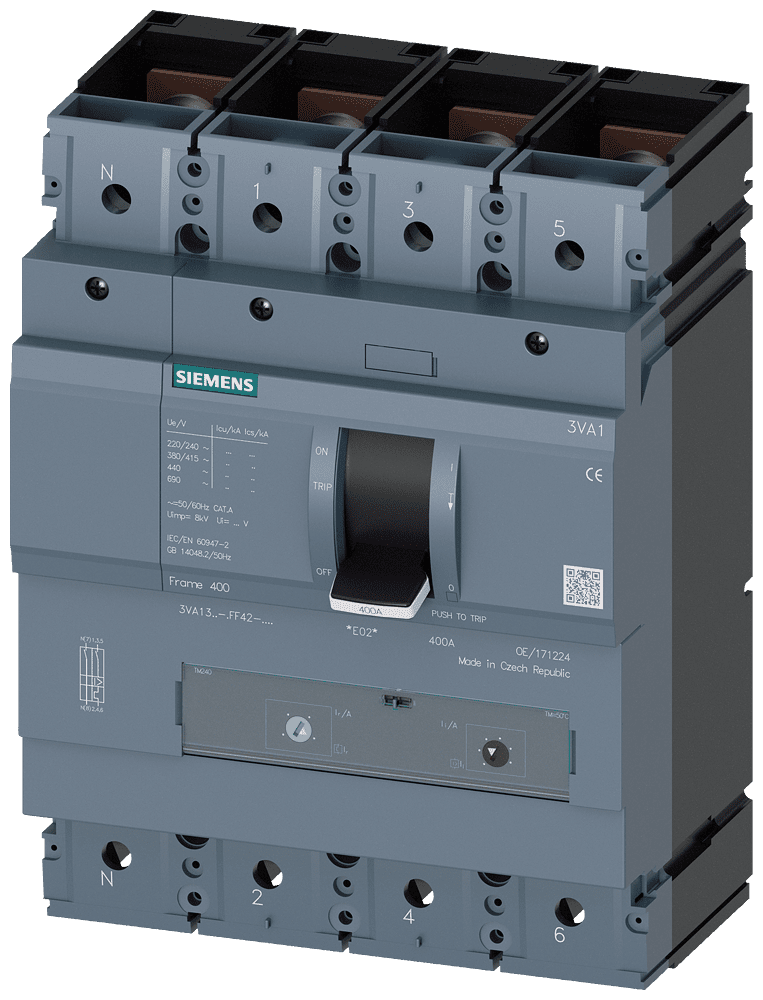 Bild von vermogensautomaat 400A 4-polig 55kA 3VA13