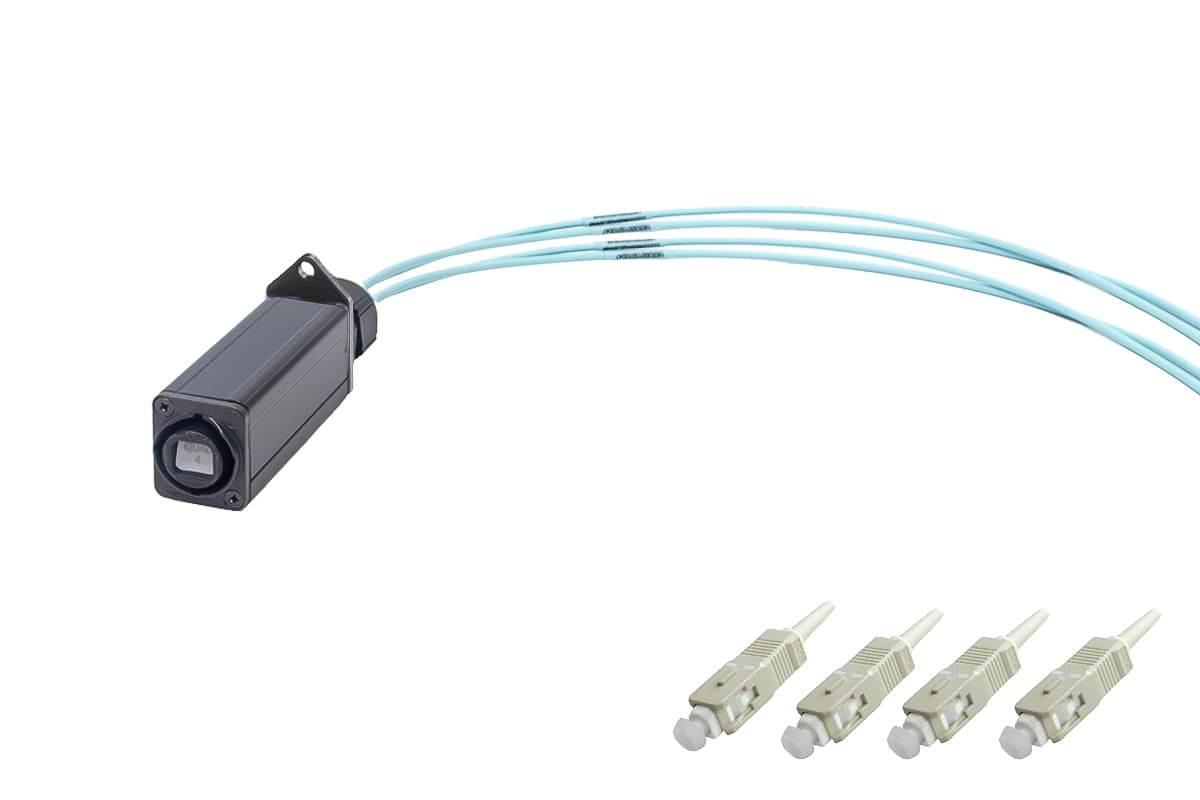 Picture of Fiber BreakOut opticalCON QUAD > 4x 0.5m SC MultiMode OM3