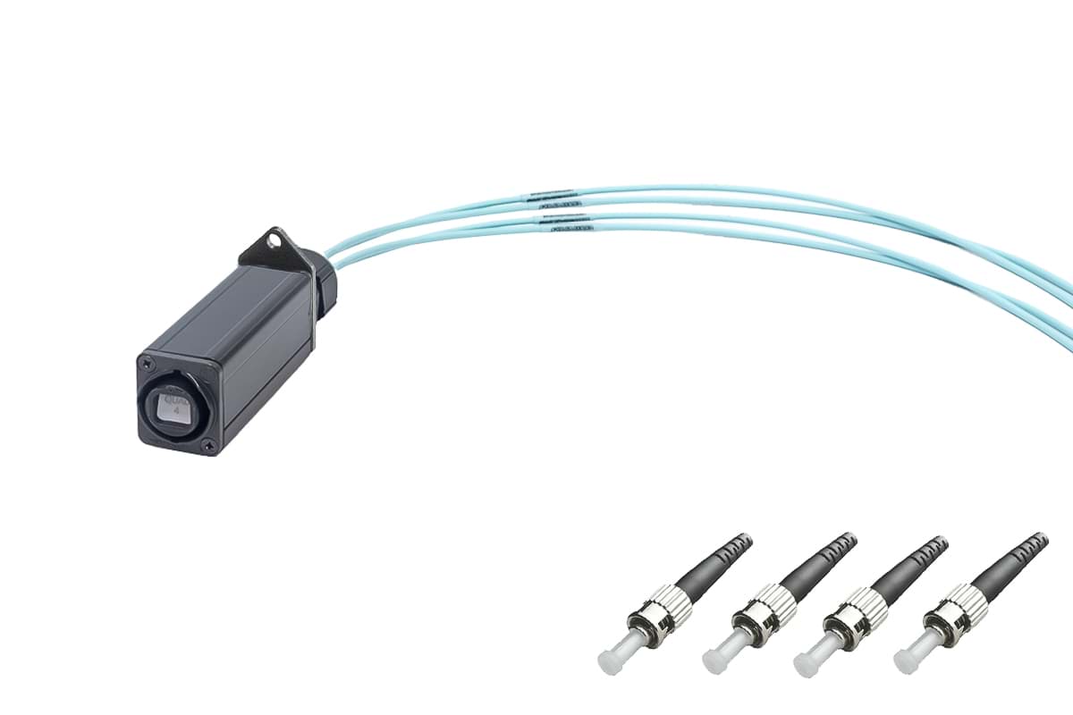 Picture of Fiber BreakOut opticalCON QUAD > 4x 0.5m ST MultiMode OM3