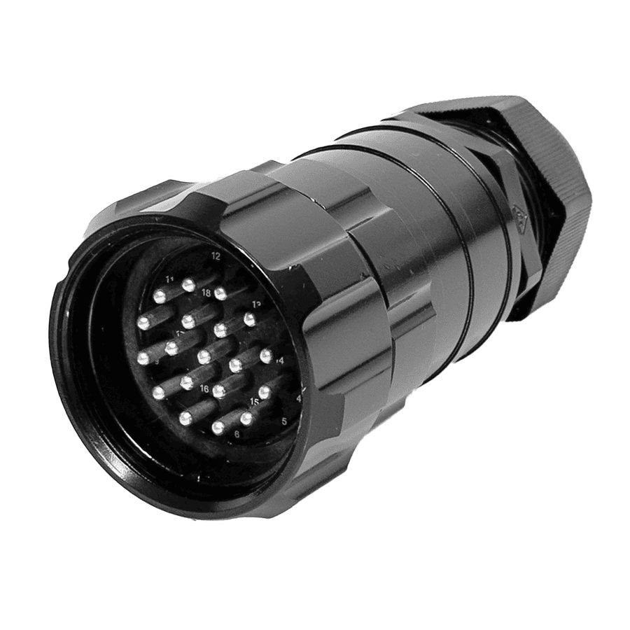 Bild von Showline 19 pin cable connector w/nut male d15-28mm black solder 1-19