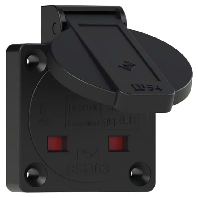 Afbeelding van inbouwcontactdoos UK1363 IP54 50x64mm schroef-zij +klep zwart PCE