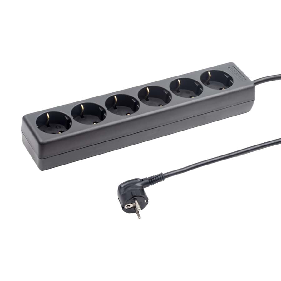 Bild von Steckdose 6-fach 90° mit Schutzkontakt, Zuleitung 1,5 m, H05VVF3G1,5 s