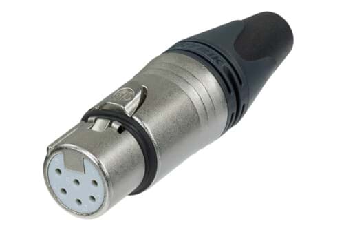 Picture of XLR kabeldeel 6 pin bus nikkel XX Switchcraft pin layout