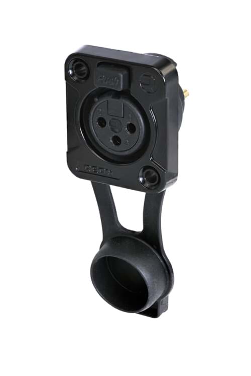 Bild von XLR chassis D 3 pin bus zwarte behuizing goudcontact IP65 REAN