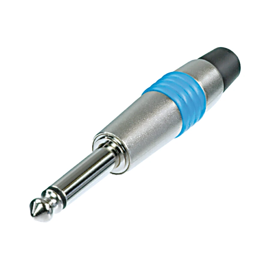 Bild von jack 6,3mm steker 2-polig nikkel tule blauw NYS