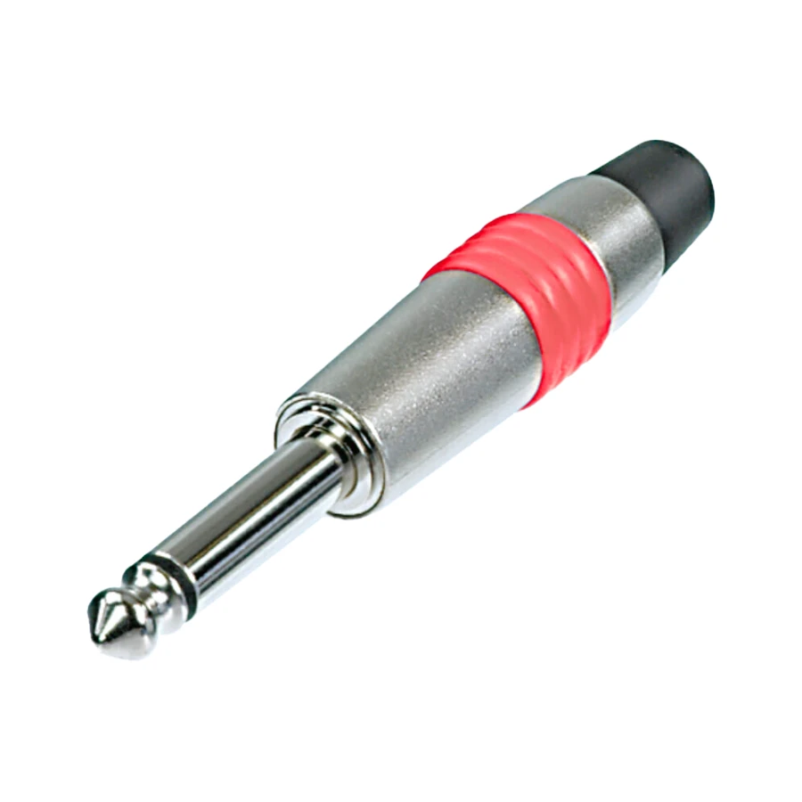 Bild von jack 6,3mm steker 2-polig nikkel tule rood NYS