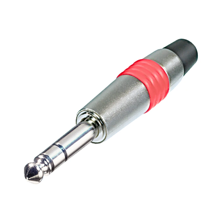 Bild von jack 6,3mm steker 3-polig nikkel tule rood NYS