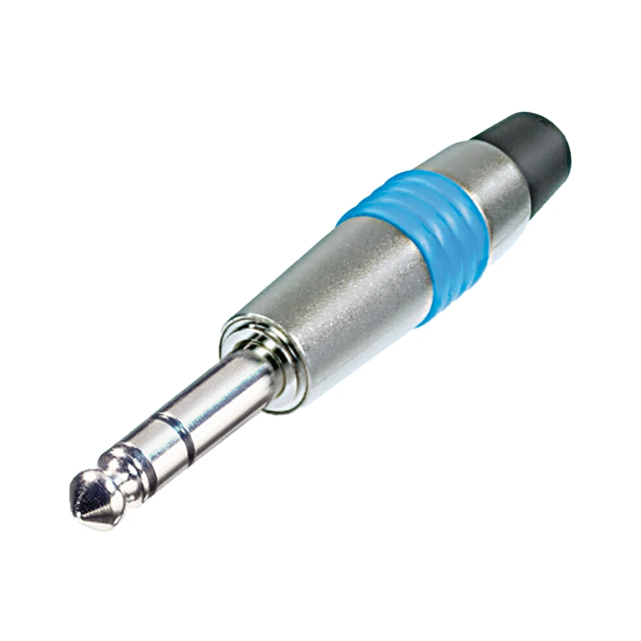 Bild von jack 6,3mm steker 3-polig nikkel tule blauw NYS