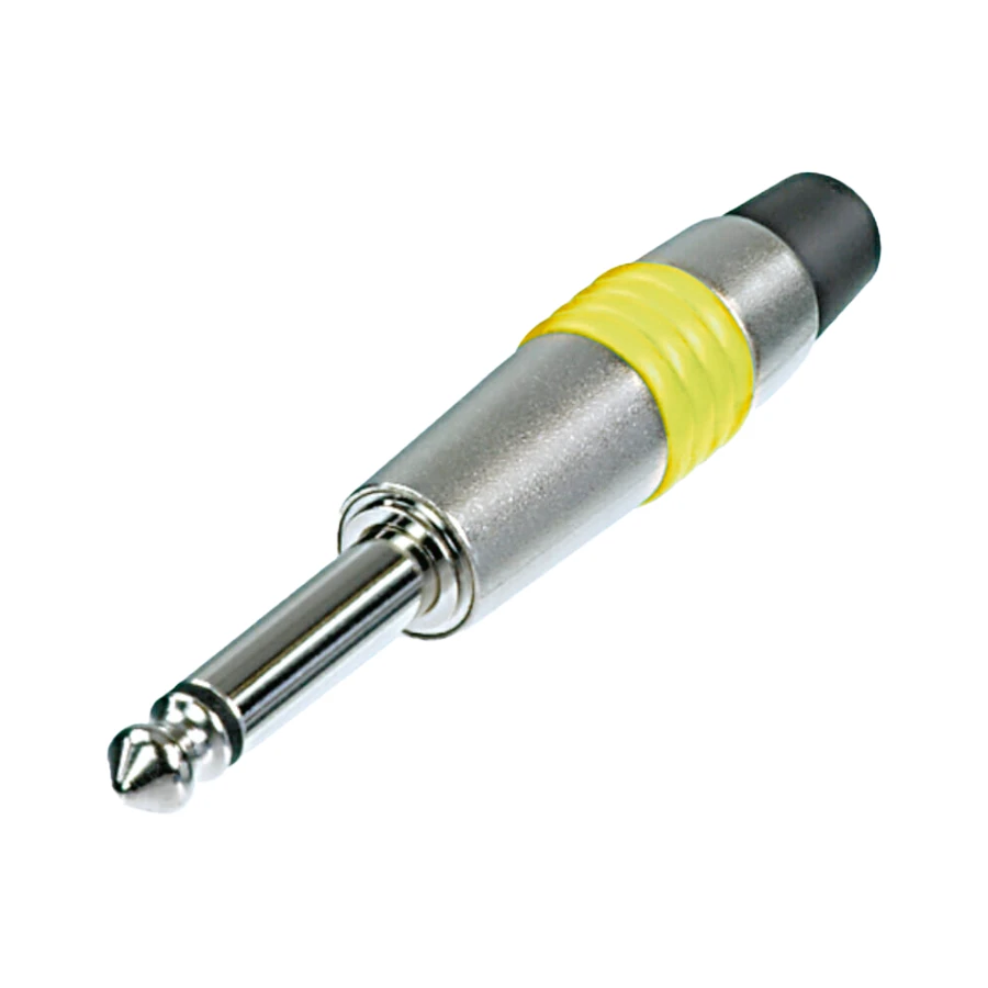 Bild von jack 6,3mm steker 2-polig nikkel tule geel NYS