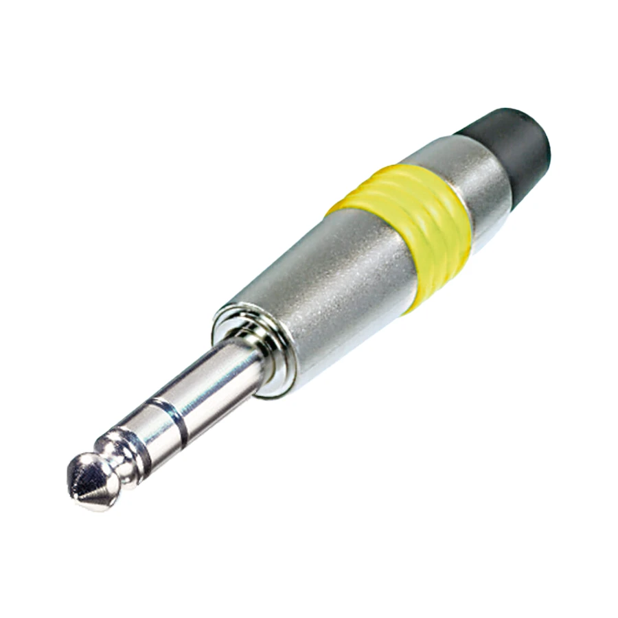 Bild von jack 6,3mm steker 3-polig nikkel tule geel NYS