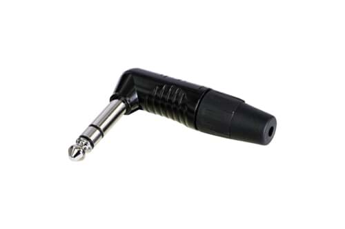 Bild von jack 6,3mm steker 3-polig haaks zwart Finger Groove