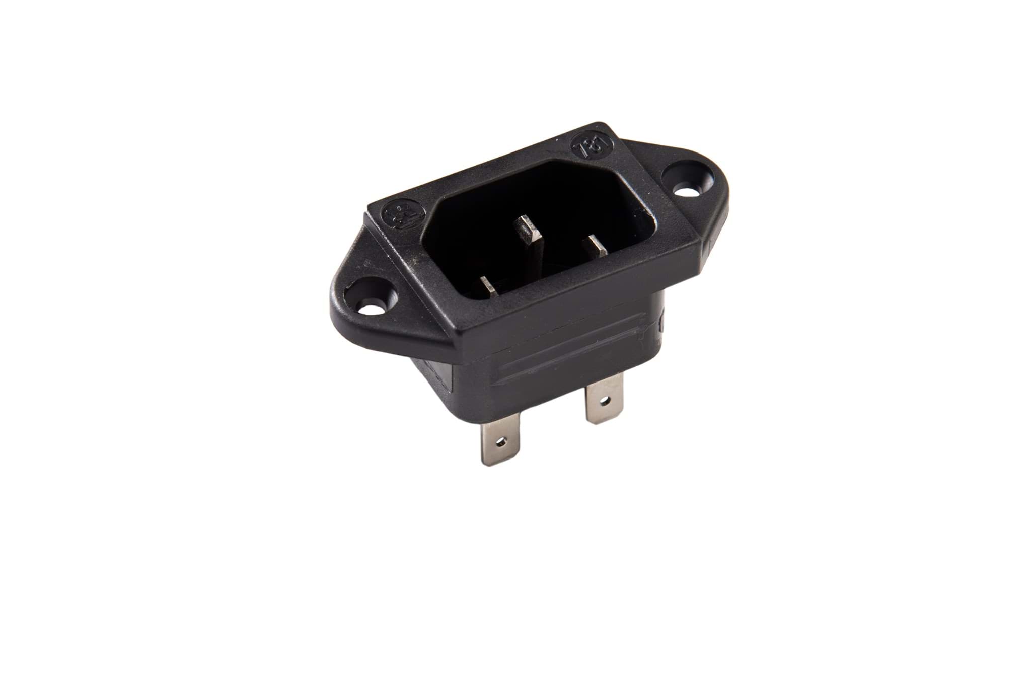 Afbeelding van IEC C14 10A inbouw pen Faston 6.3mm zwart Kaiser