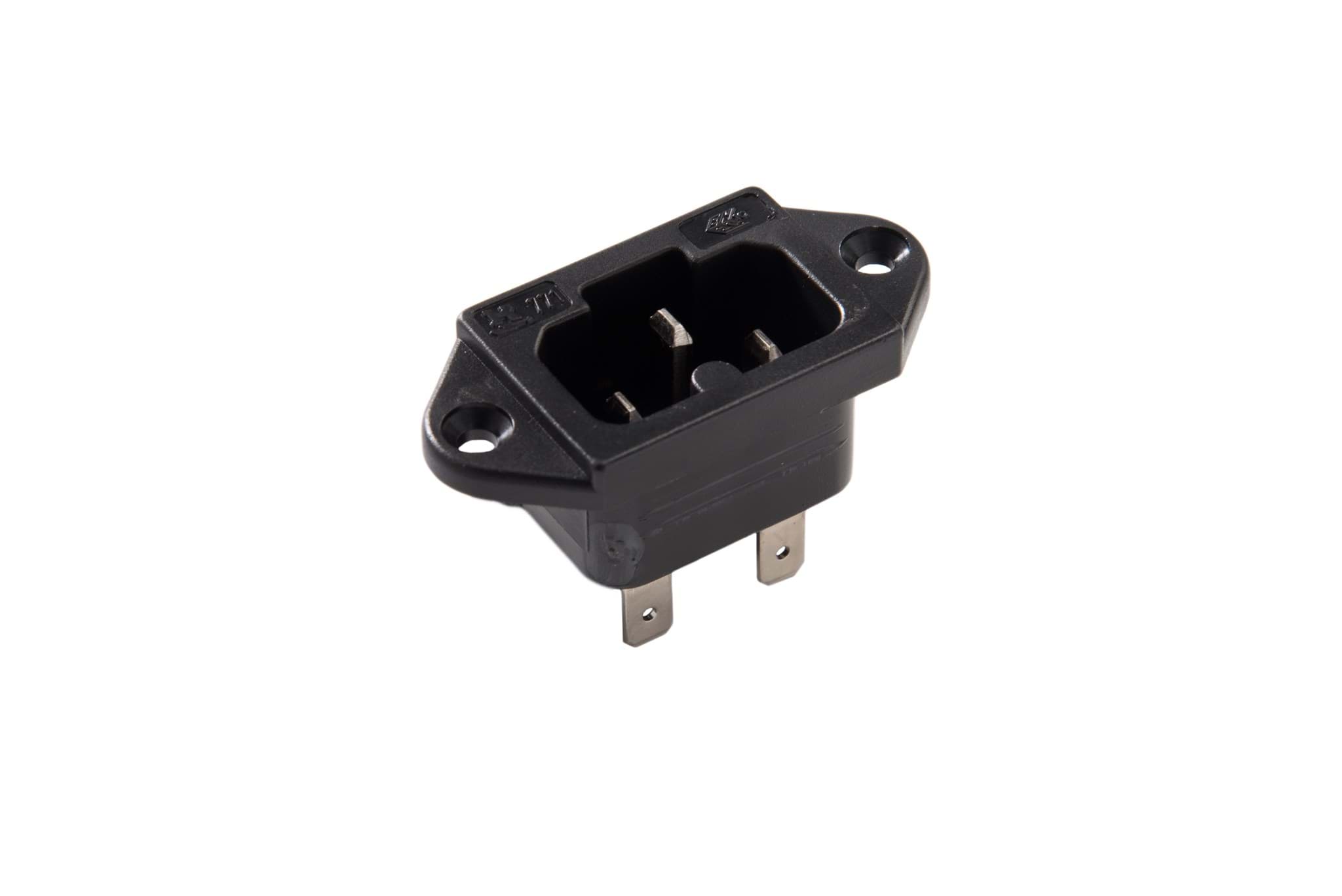 Afbeelding van IEC C16A 10A 155gr inbouw pen Faston 6.3mm zwart Kaiser