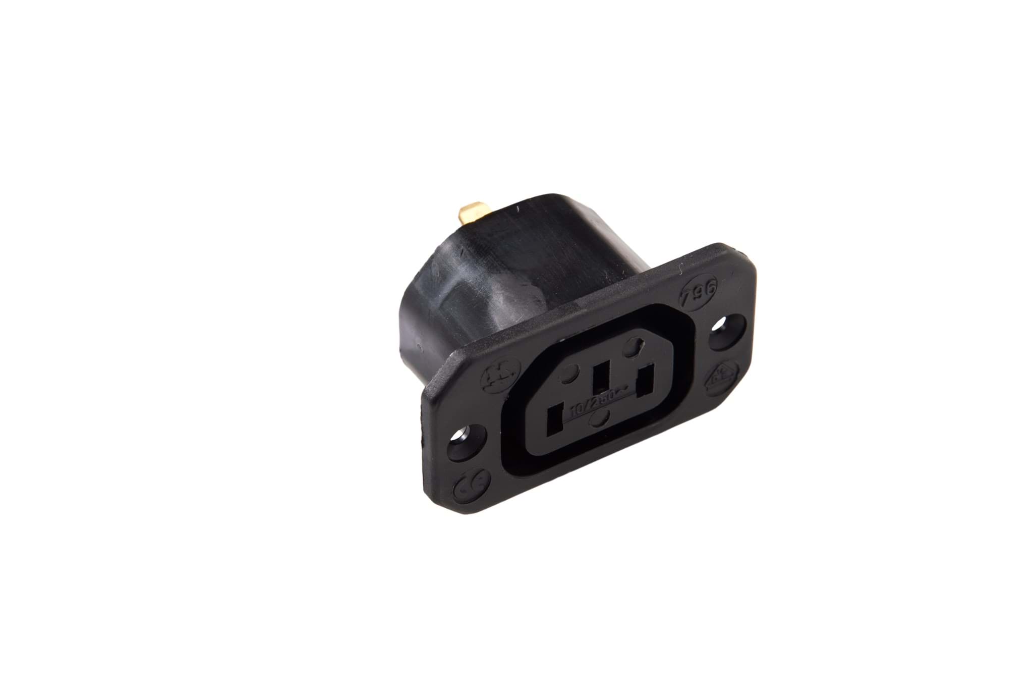 Afbeelding van IEC C13 10A inbouw bus Faston 6.3mm zwart Kaiser