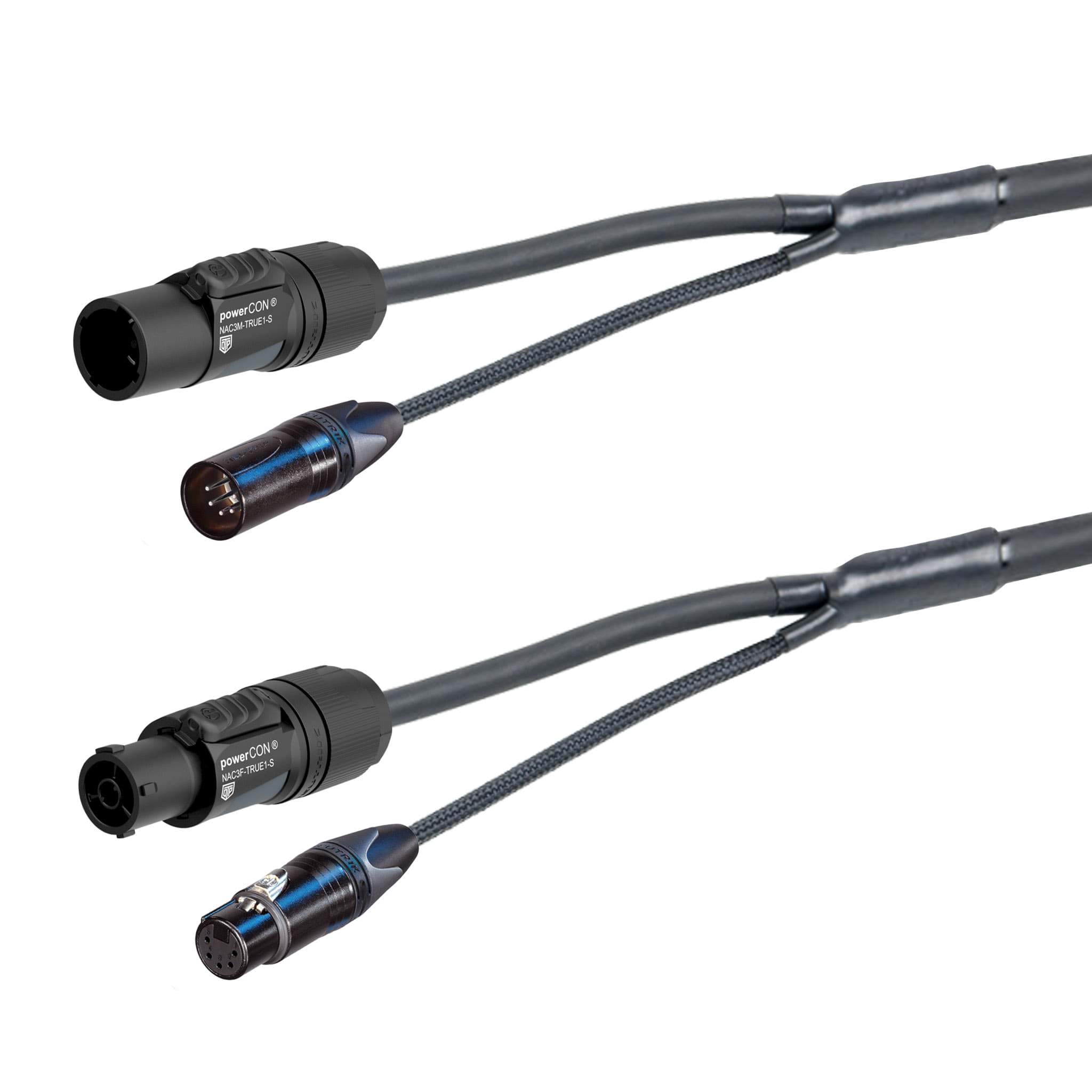 Picture of combi Power+DMX 1,5mm2 powerCON TRUE1 + XLR5 zwart  1,5m d15mm