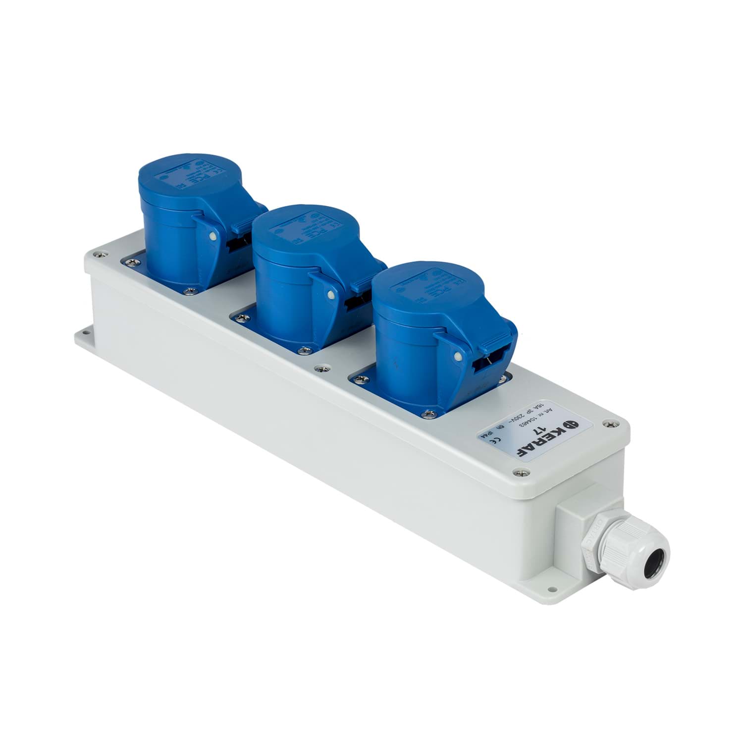 Picture of snoercentrale 3-voudig CEE 3p 16A 230V grijs/blauw M20